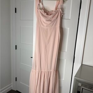 After Six Soft Blush Pink Ruffle-Trim Maxi Dress